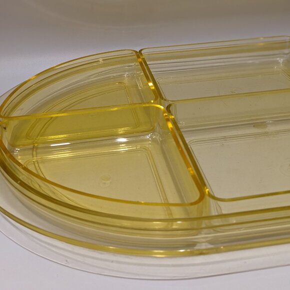 Vintage 70s Yellow André Morin Large Oval Serving Tray Party Buffet Platter - Picture 3 of 8